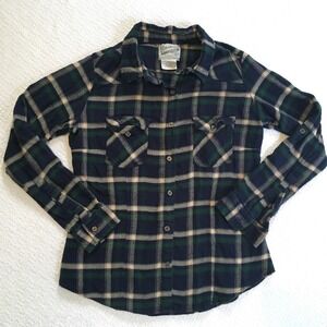 Overdrive Clothing Flannel Shirt Women's Small Plaid Button Down‎